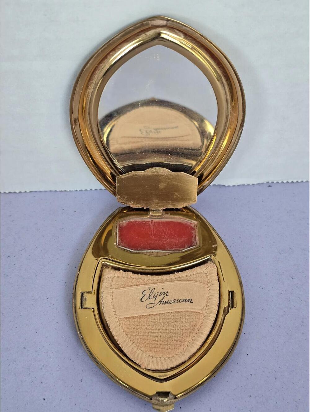 Vtg 1930s Elgin American Compact for makeup powder and rouge/blush w/Mirror